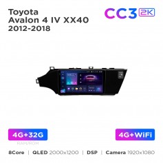 Штатна магнітола Teyes CC3 2k 4+32 Gb Toyota Avalon 4 IV XX40 2012-2018 9"