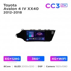 Штатна магнітола Teyes CC3 2k 6+128 Gb 360° Toyota Avalon 4 IV XX40 2012-2018 9"