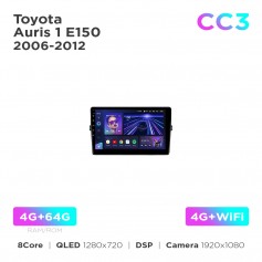 Штатная магнитола Teyes CC3 4+64 Gb Toyota Auris 1 E150 (0 Din) 2006-2012 10"