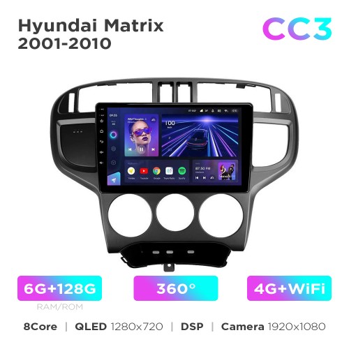 Штатна магнітола Teyes CC3 6+128 Gb 360° Hyundai Matrix 2001-2010 9