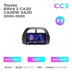 Штатна магнітола Teyes CC3 6+128 Gb 360° Toyota RAV4 2 CA20 CA20W XA20 2000-2003 (F3) 9"