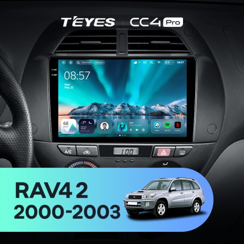 Штатная магнитола Teyes CC4 Pro 2k 8+128 Gb Toyota RAV4 2 CA20 CA20W XA20 2000-2003 (F3) 9"