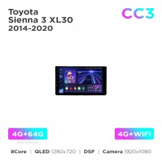 Штатная магнитола Teyes CC3 4+64 Gb Toyota Sienna 3 XL30 2014-2020 9