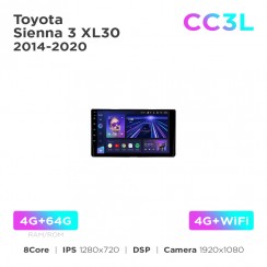 Штатная магнитола Teyes CC3L 4+64 Gb Toyota Sienna 3 XL30 2014-2020 9"