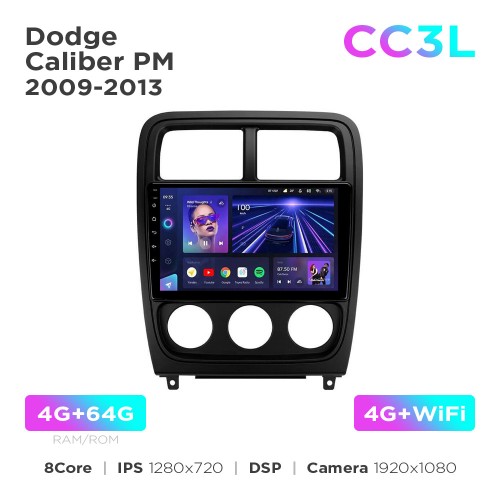 Штатная магнитола Teyes CC3L 4+64 Gb Dodge Caliber PM 2009-2013 9"