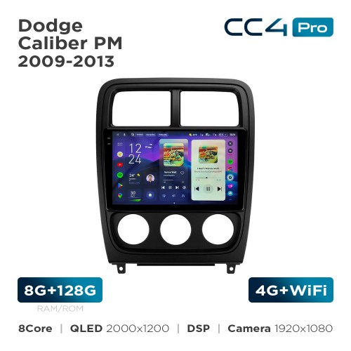 Штатная магнитола Teyes CC4 Pro 2k 8+128 Gb Dodge Caliber PM 2009-2013 9"