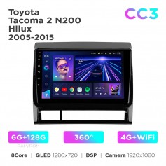 Штатная магнитола Teyes CC3 6+128 Gb 360° Toyota Tacoma 2 N200 / Hilux 2005-2015 9"