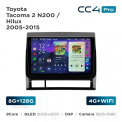 Штатна магнітола Teyes CC4 Pro 2k 8+128 Gb Toyota Tacoma 2 N200 / Hilux 2005-2015 9"
