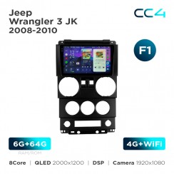 Штатная магнитола Teyes CC4 2k 6+64 Gb Jeep Wrangler 3 JK 2008-2010 (F1) 9"