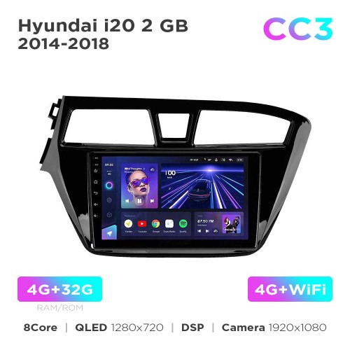 Штатна магнітола Teyes CC3 4+32 Gb Hyundai i20 2 GB 2014-2018 9"