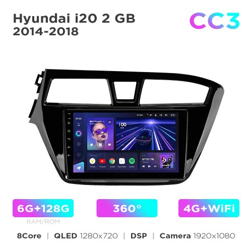 Штатна магнітола Teyes CC3 6+128 Gb 360° Hyundai i20 2 GB 2014-2018 9