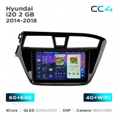 Штатная магнитола Teyes CC4 2k 6+64 Gb Hyundai i20 2 GB 2014-2018 9"