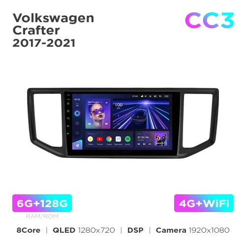 Штатная магнитола Teyes CC3 2k 6+128 Gb Volkswagen Crafter 2017-2021 10"