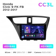 Штатна магнітола Teyes CC3L 4+64 Gb Honda Civic 9 FK FB 2012-2017 9"