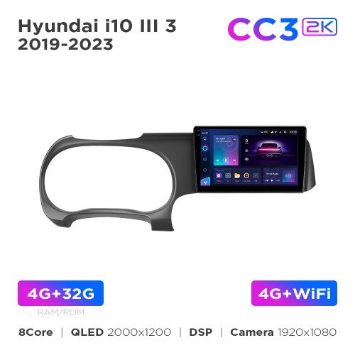 Штатная магнитола Teyes CC3 2k 4+32 Gb Hyundai i10 3 2019-2023 9"