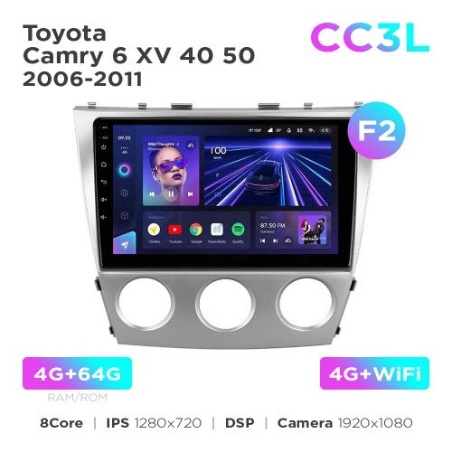 Штатная магнитола Teyes CC3L 4+64 Gb Toyota Camry 6 XV 40 50 2006-2011 (F2) 10"