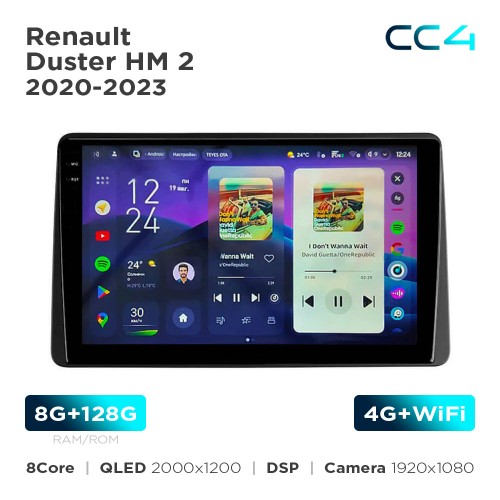 Штатна магнітола Teyes CC4 2k 8+128 Gb Renault Duster HM 2 2020-2023 9"