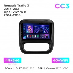 Штатна магнітола Teyes CC3 4+64 Gb Renault Trafic 3 2014-2021 / Opel Vivaro B 2014-2018 9"