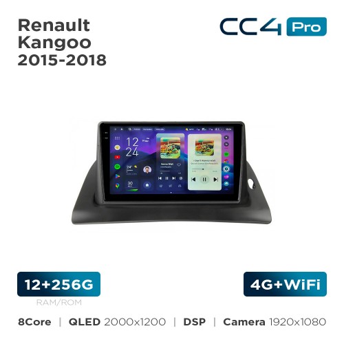 Штатна магнітола Teyes CC4 Pro 2k 12+256 Gb Renault Kangoo 2015-2018 9"