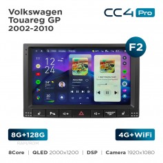 Штатная магнитола Teyes CC4 Pro 2k 8+128 Gb Volkswagen Touareg GP 2002-2010 (F2) 9"