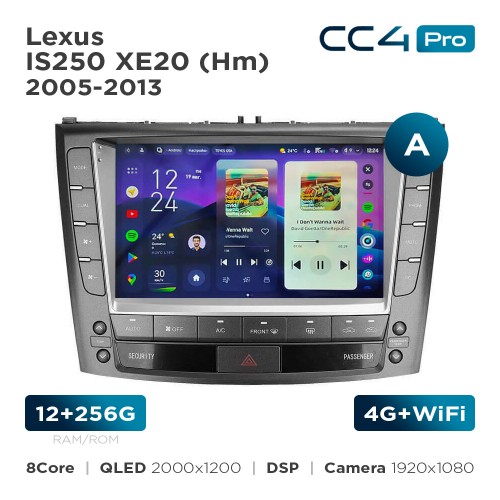 Штатна магнітола Teyes CC4 Pro 2k 12+256 Gb Lexus IS250 XE20 (Hm) 2005-2013 (A) 9"