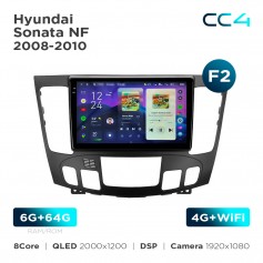 Штатная магнитола Teyes CC4 2k 6+64 Gb Hyundai Sonata NF 2008-2010 (F2) 9"