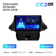 Штатна магнітола Teyes CC2 PLUS 3+32 Gb Chevrolet Orlando (0 Din) 2010-2018 9"