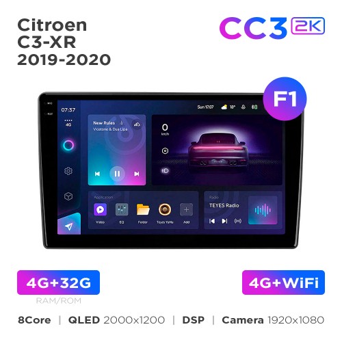 Штатная магнитола Teyes CC3 2k 4+32 Gb Citroen C3-XR 2019-2020 (F1) 10"