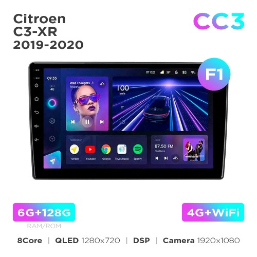 Штатна магнітола Teyes CC3 6+128 Gb Citroen C3-XR 2019-2020 (F1) 10"