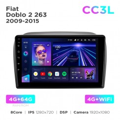 Штатная магнитола Teyes CC3L 4+64 Gb Fiat Doblo 2 263 2009-2015 9"