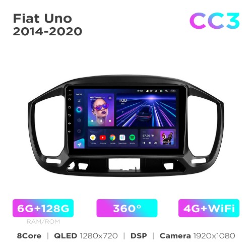 Штатная магнитола Teyes CC3 6+128 Gb 360° Fiat Uno 2014-2020 9