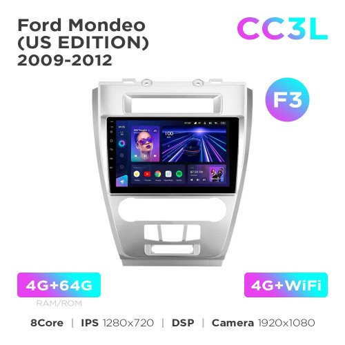 Штатная магнитола Teyes CC3L 4+64 Gb Ford Mondeo (US EDITION) 2009-2012 (F3) 10"
