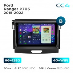 Штатная магнитола Teyes CC4 2k 8+128 Gb Ford Ranger P703 2015-2022 (B) 9"