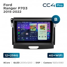 Штатная магнитола Teyes CC4 Pro 2k 12+256 Gb Ford Ranger P703 2015-2022 (B) 9"