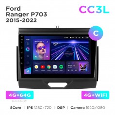 Штатная магнитола Teyes CC3L 4+64 Gb Ford Ranger P703 2015-2022 (C) 9"