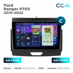 Штатная магнитола Teyes CC4 2k 6+64 Gb Ford Ranger P703 2015-2022 (C) 9"