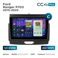 Штатная магнитола Teyes CC4 Pro 2k 12+256 Gb Ford Ranger P703 2015-2022 (C) 9"