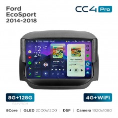 Штатная магнитола Teyes CC4 Pro 2k 8+128 Gb Ford EcoSport 2014-2018 9"