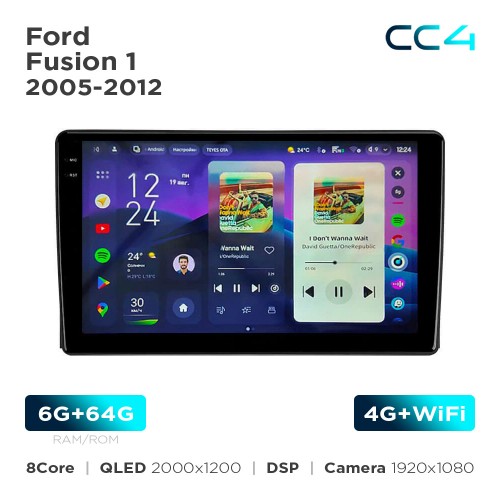 Штатная магнитола Teyes CC4 2k 6+64 Gb Ford Fusion 1 2005-2012 9"
