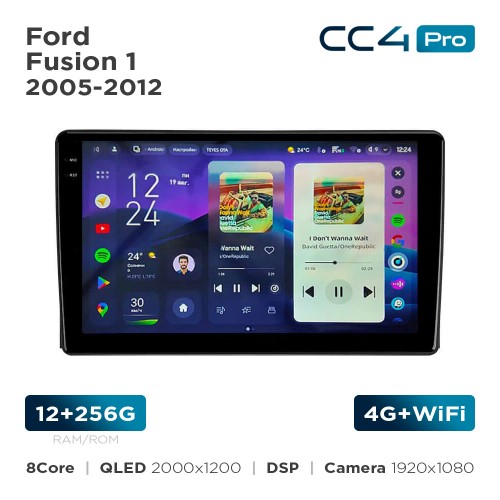 Штатная магнитола Teyes CC4 Pro 2k 12+256 Gb Ford Fusion 1 2005-2012 9"