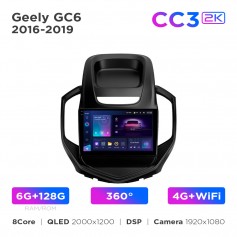 Штатна магнітола Teyes CC3 2k 6+128 Gb 360° Geely GC6 2016-2019 9"