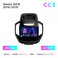 Штатна магнітола Teyes CC3 4+32 Gb Geely GC6 2016-2019 9"