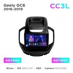 Штатная магнитола Teyes CC3L 4+64 Gb Geely GC6 2016-2019 9"