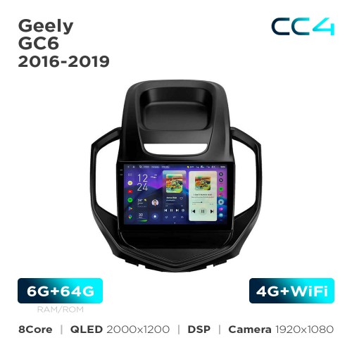 Штатна магнітола Teyes CC4 2k 6+64 Gb Geely GC6 2016-2019 9"