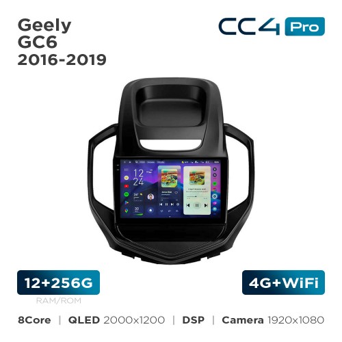 Штатна магнітола Teyes CC4 Pro 2k 12+256 Gb Geely GC6 2016-2019 9"