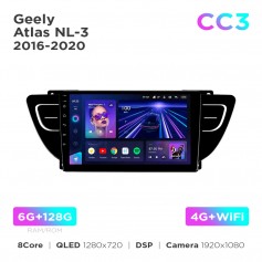 Штатна магнітола Teyes CC3 6+128 Gb Geely Atlas NL-3 2016-2020 9"