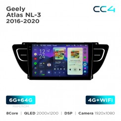 Штатная магнитола Teyes CC4 2k 6+64 Gb Geely Atlas NL-3 2016-2020 9"