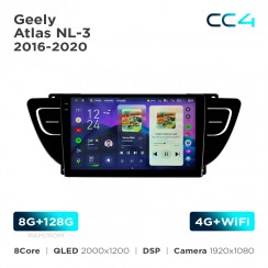 Штатная магнитола Teyes CC4 2k 8+128 Gb Geely Atlas NL-3 2016-2020 9"