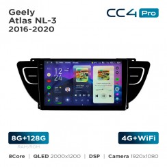 Штатная магнитола Teyes CC4 Pro 2k 8+128 Gb Geely Atlas NL-3 2016-2020 9"