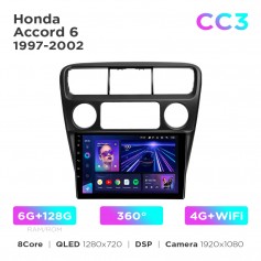 Штатная магнитола Teyes CC3 6+128 Gb 360° Honda Accord 6 1997-2002 9"